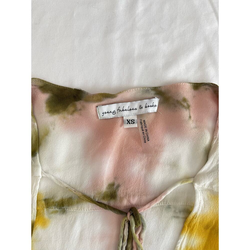 Young Fabulous and Broke Rosa Mini Dress Olive Venus Tie Dye Oversized Boho XS - Picture 12 of 12